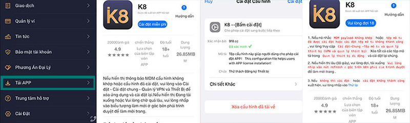 Ứng dụng k8 mobile Ứng dụng ki8 mobile